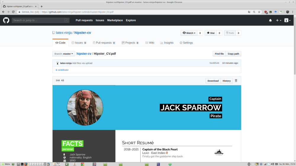 hipster-cv-github